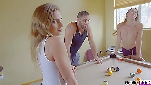 Blonde and brunette lesbians in a wild threesome