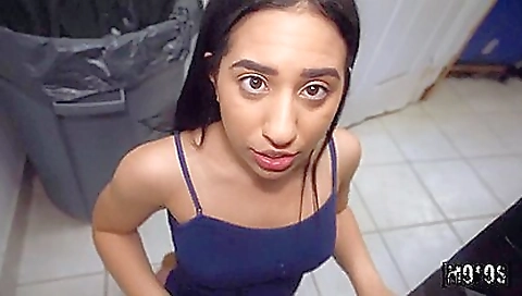 Sexy brunette hair with huge tits fucked in the kitchen