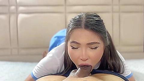 Sexy young chick gets fucked by a huge dildo