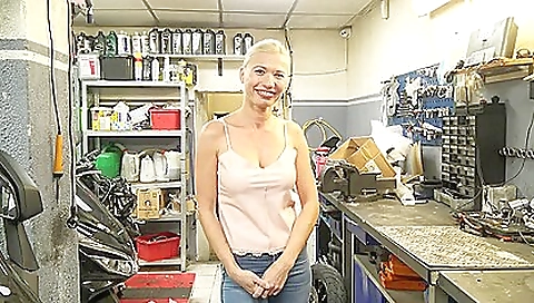 Blonde chick gets banged by her big tits