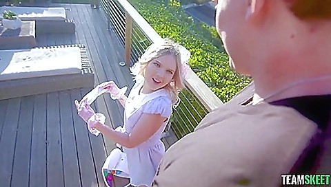 Sexy blonde slut loves fucking with big black cock