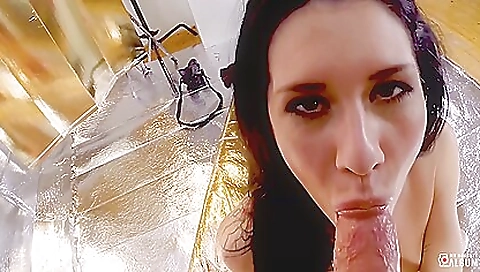 Sexy dark brown sucks and fucks for cock