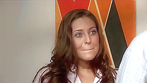 Sexy young brunette hair with a dildo and eurocreme