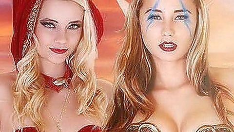 Slutty and sexy blonde in black stockings coed