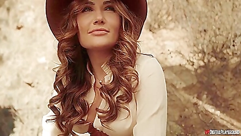 Sexy young girl with big tits and a dildo